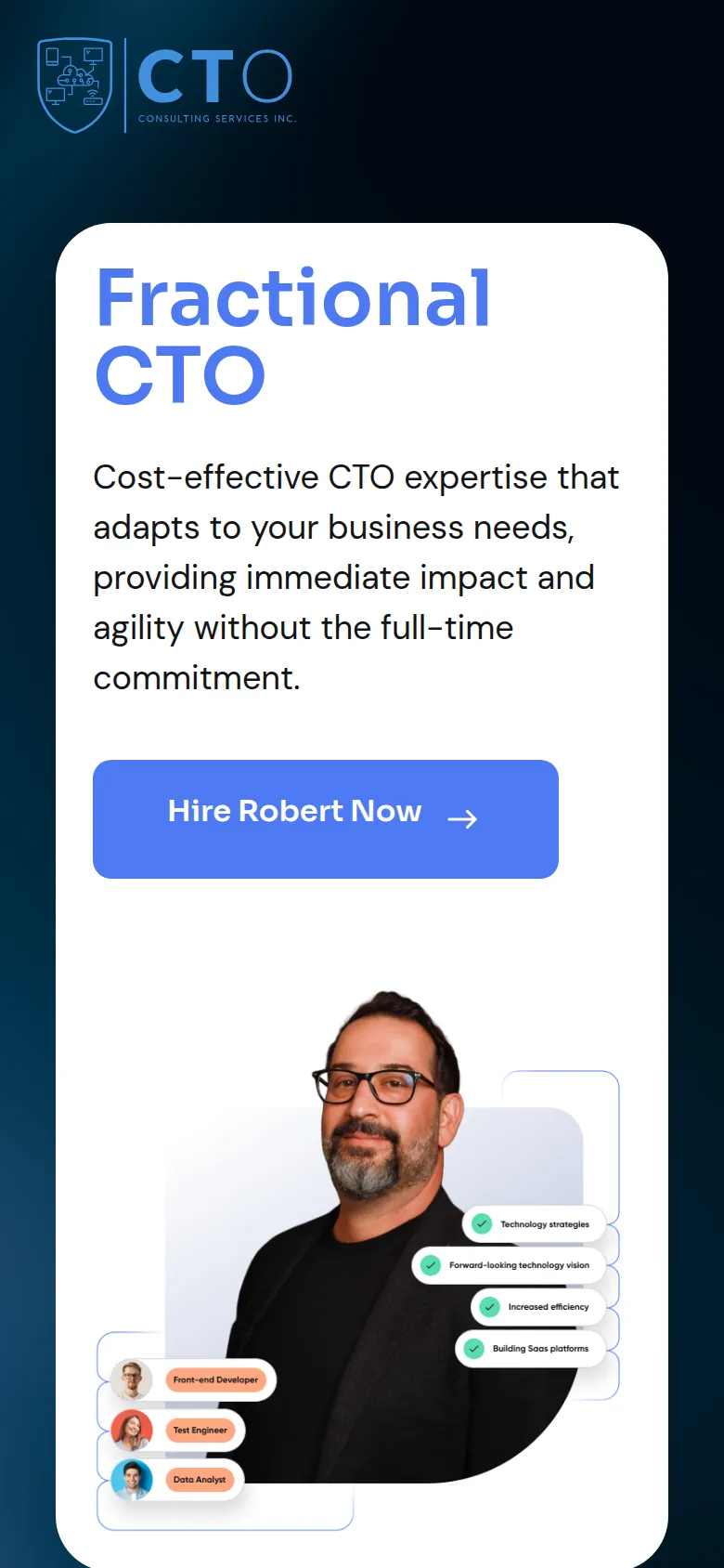 Robert Broomandan homepage on mobile